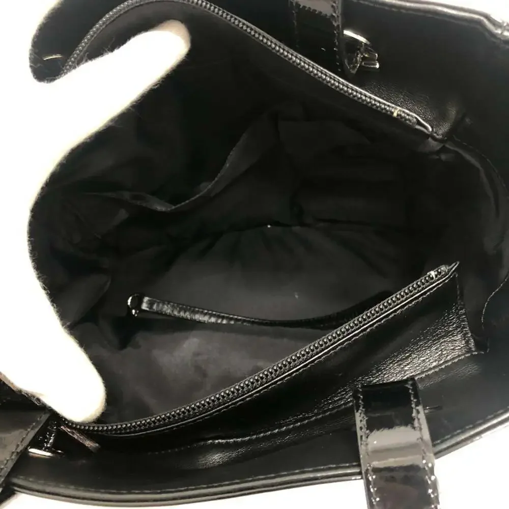 CHANEL Black Leather Logo Tote Bag